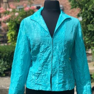 Chico’s Crinkle Aqua Blue Blazer